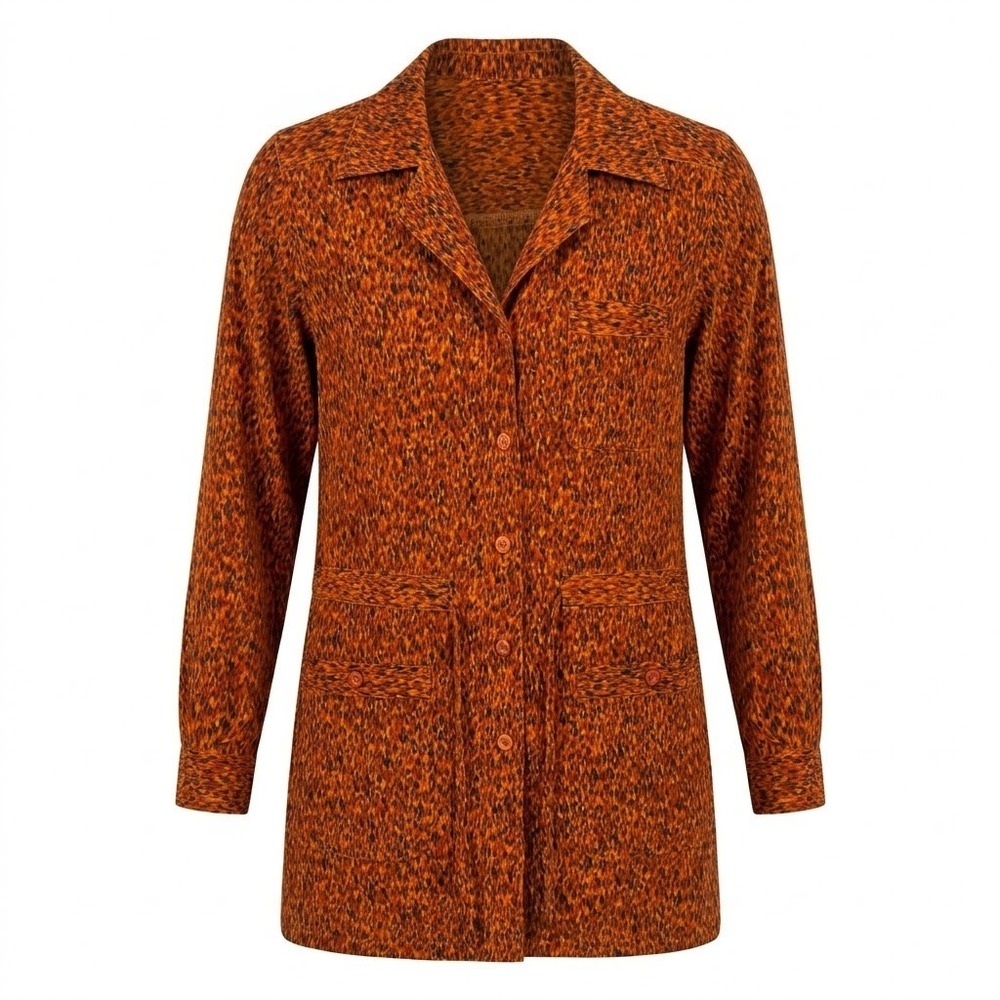 Diane Von Furstenberg Silk Assets Animal Button Down Shirt Brown Orange XS - CJ